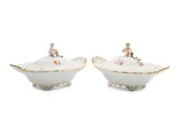A Pair of Meissen Porcelain Covered Entree Dishes