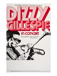 [MUSIC]. A group of 3 posters promoting performances by jazz musicians, incl. Ella Fitzgerald, Dizzy Gillespie, and Hugh Masekela.
