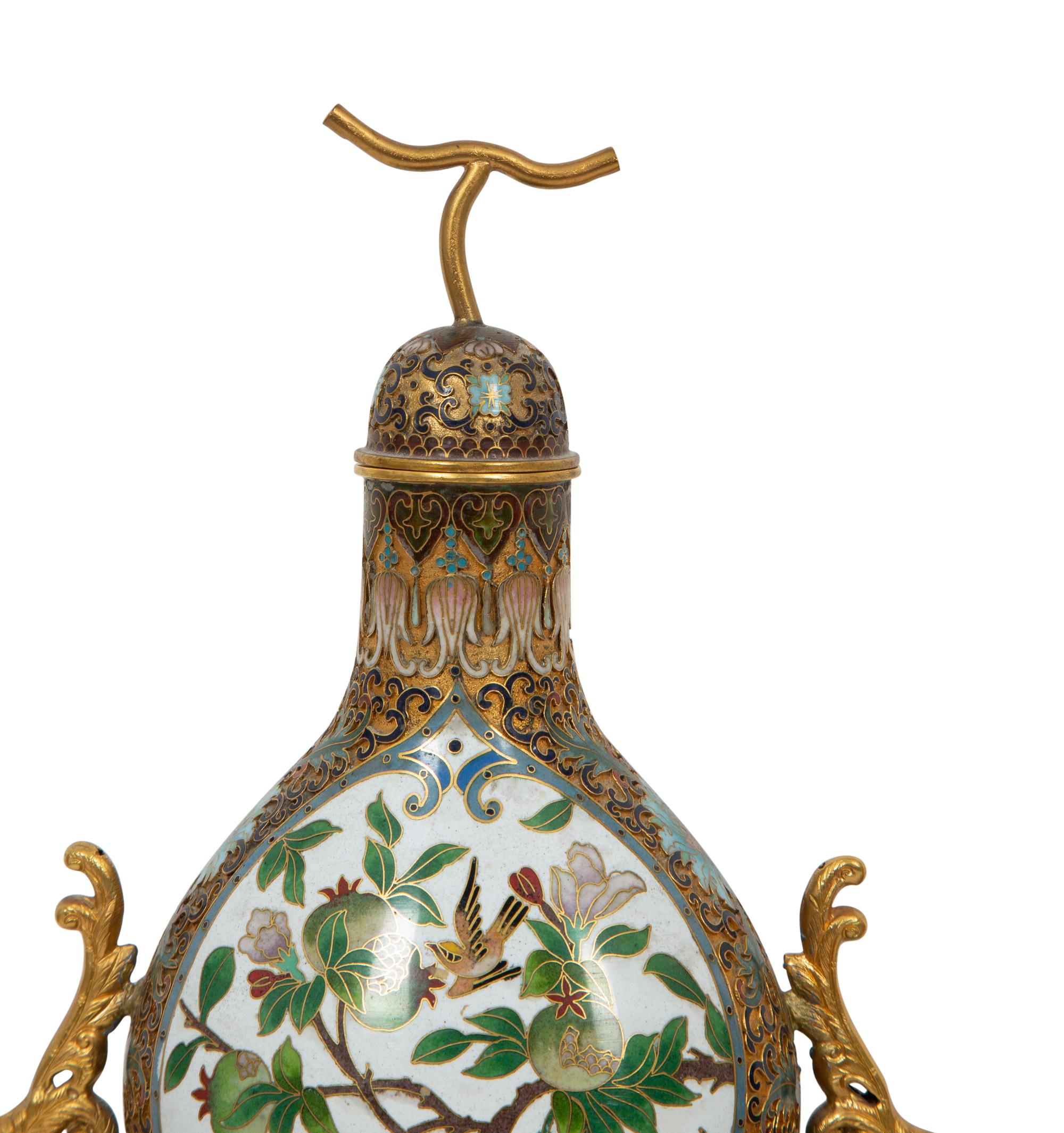 A Pair of Chinese Export Cloisonné Double-Gourd Vases