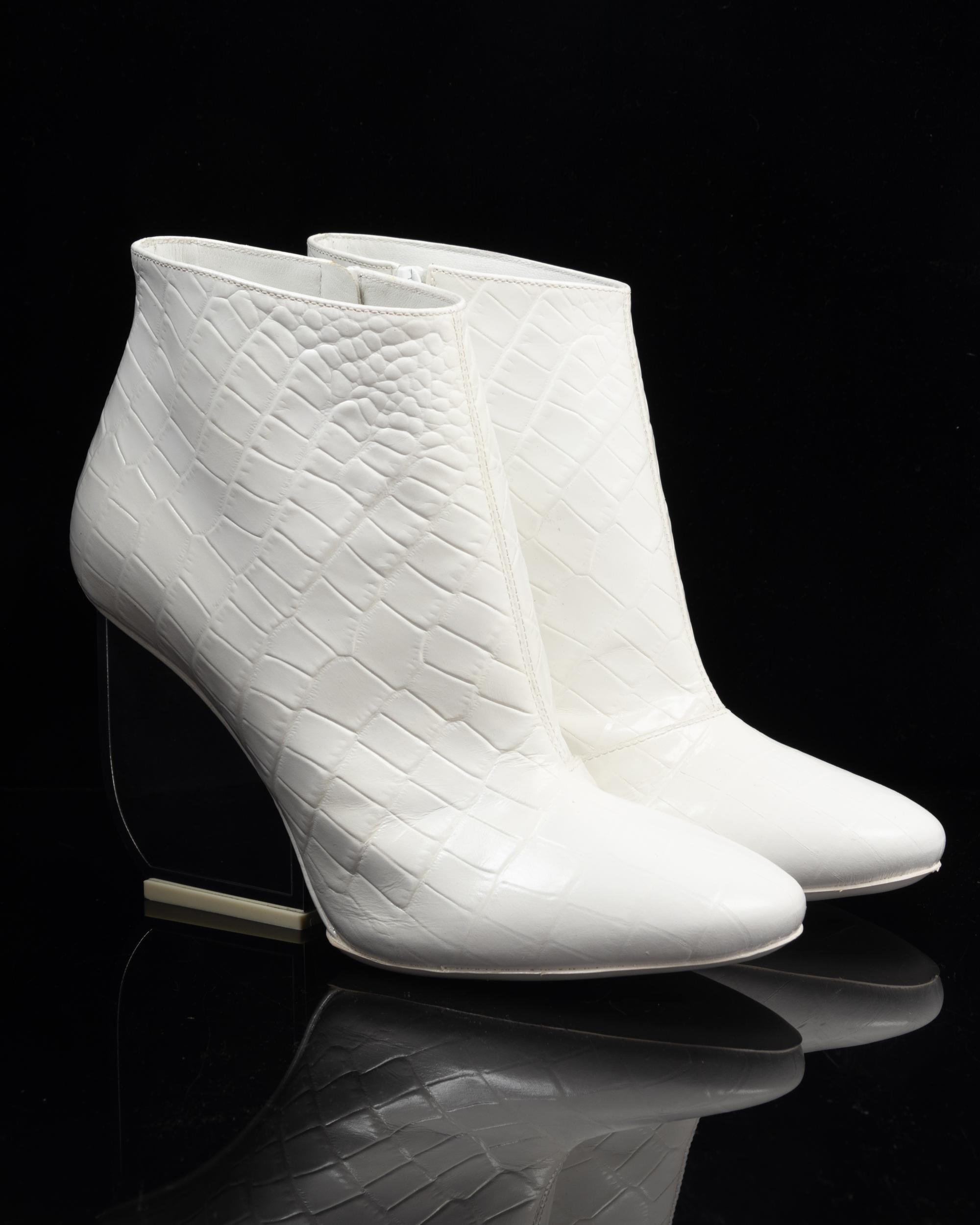 Maison Margiela Alligator Embossed Leather Boots, 2000s