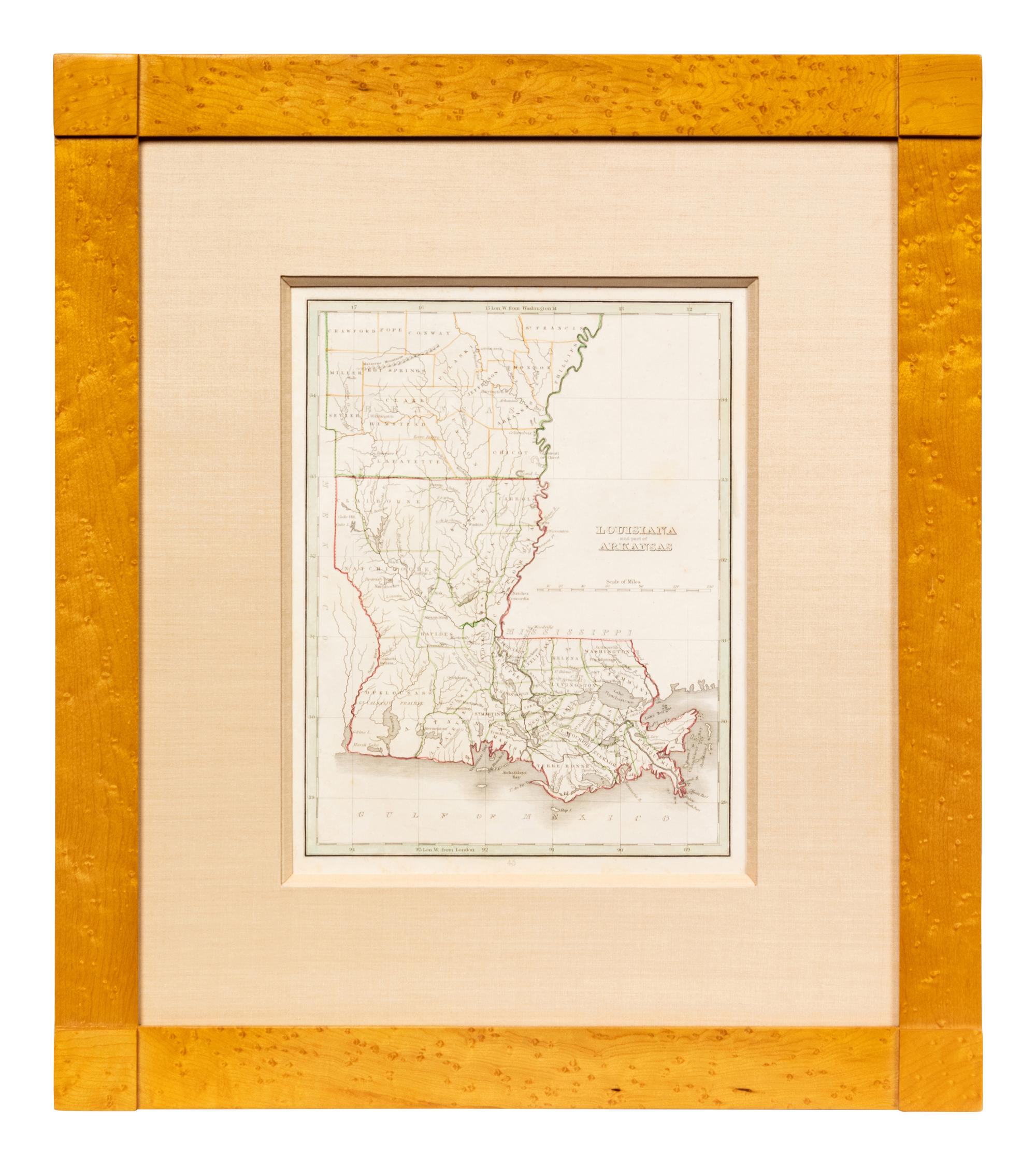 Five Framed Maps Pertaining to Louisiana and the Surrounding States