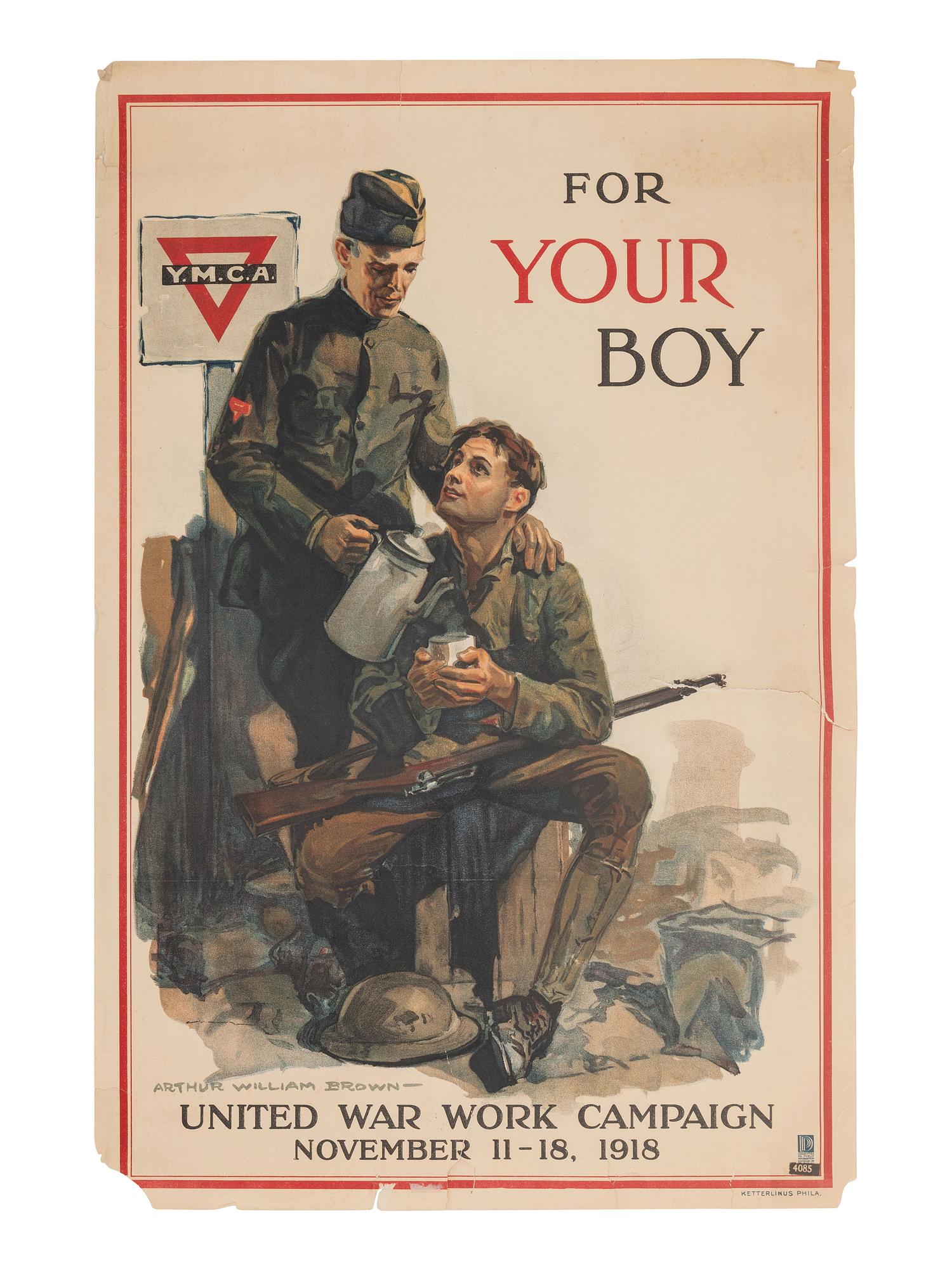 [WWI-WWII]. 14 World War I and Word War II posters, incl. examples by CHRISTY, HIRSCH, & ROCKWELL.