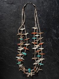 Three-strand Bird and Bear Fetish Necklace