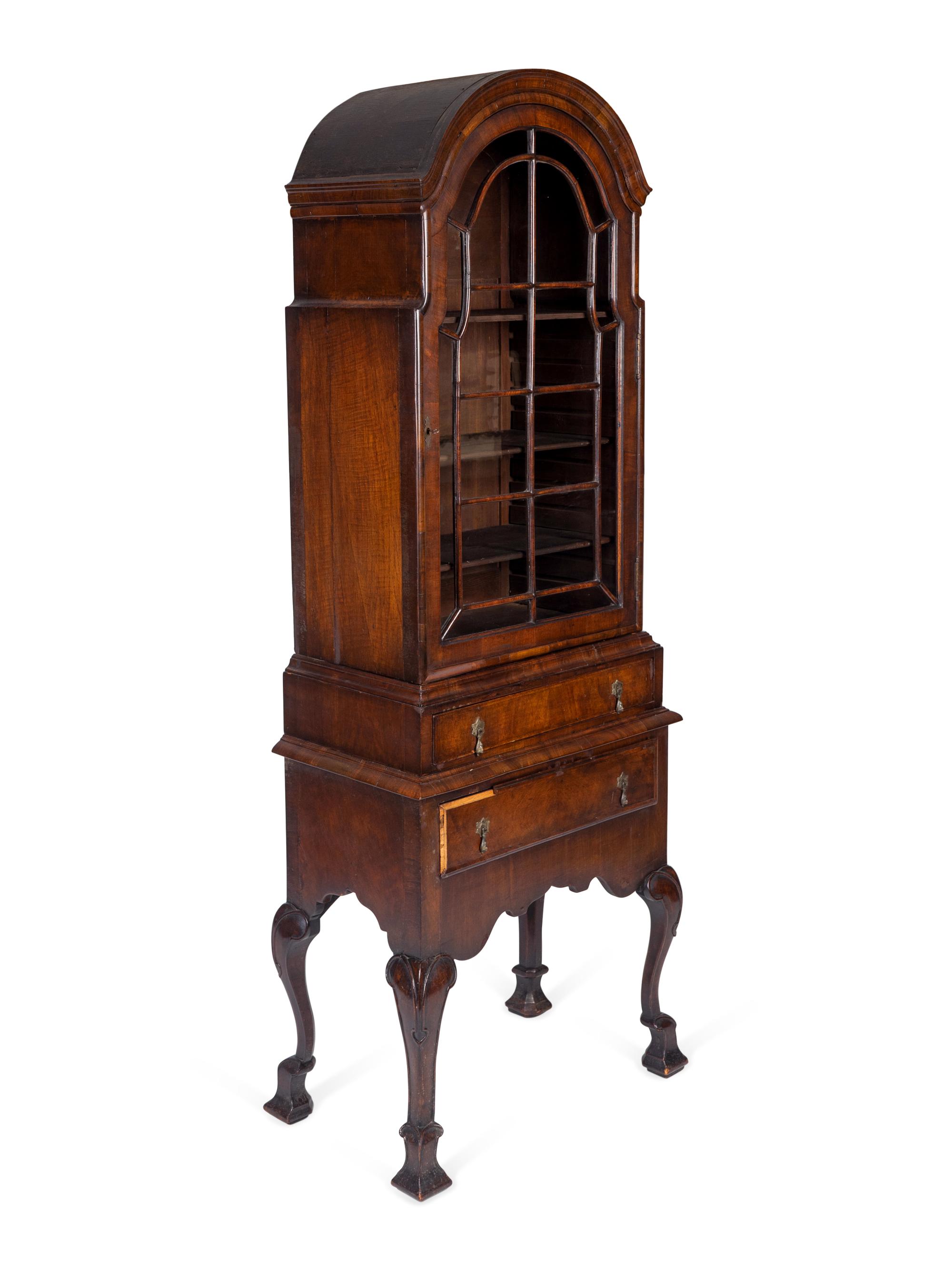 A William & Mary Style Walnut Veneer Secretary Bookcase — LATE 19TH CENTURY