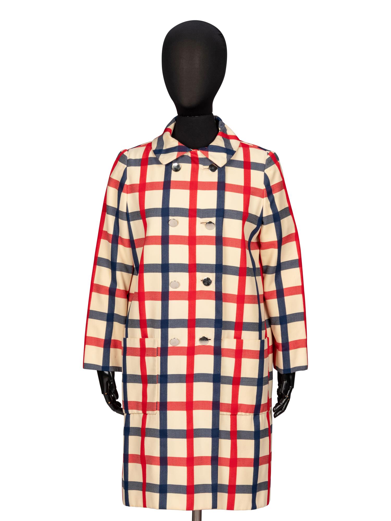 Bill Blass, Windowpane Check Coat, 1960's