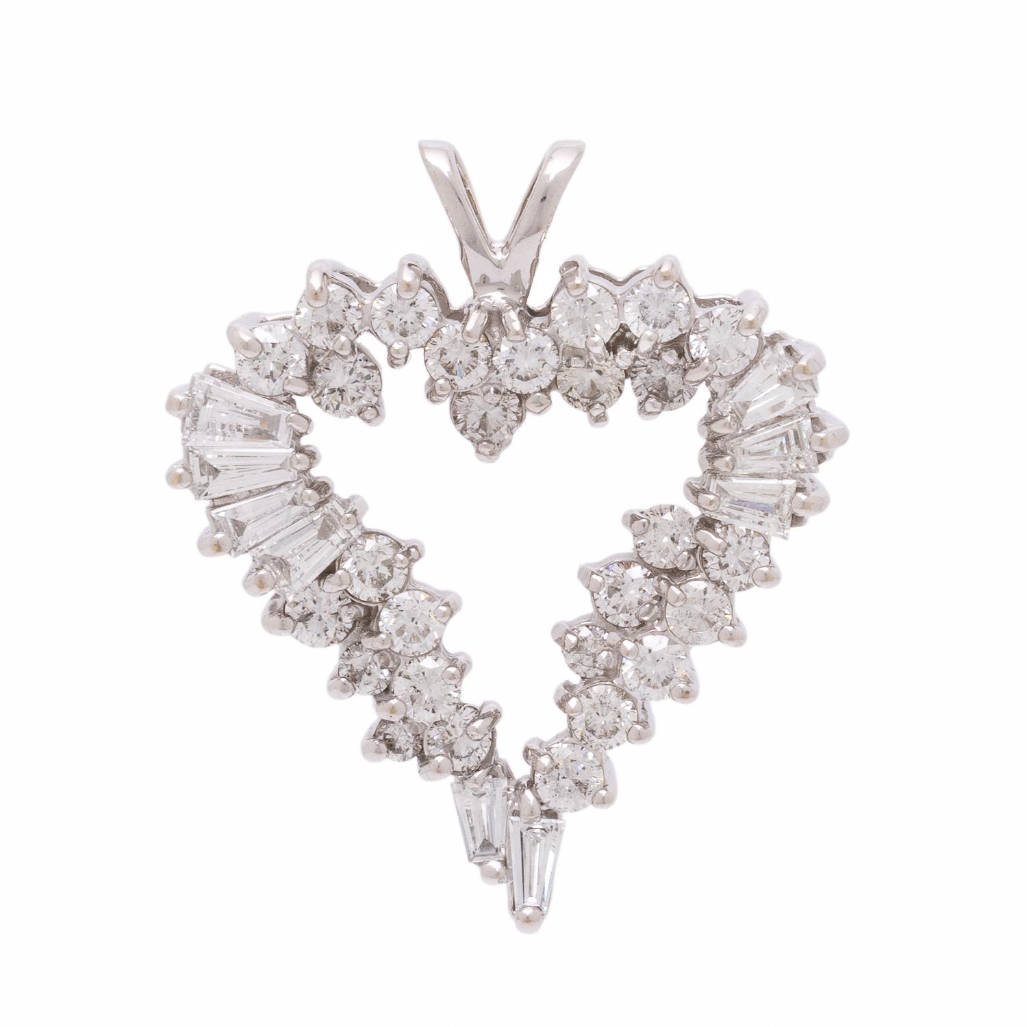 Diamond and White Gold Heart Pendant