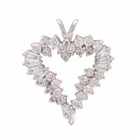 Diamond and White Gold Heart Pendant