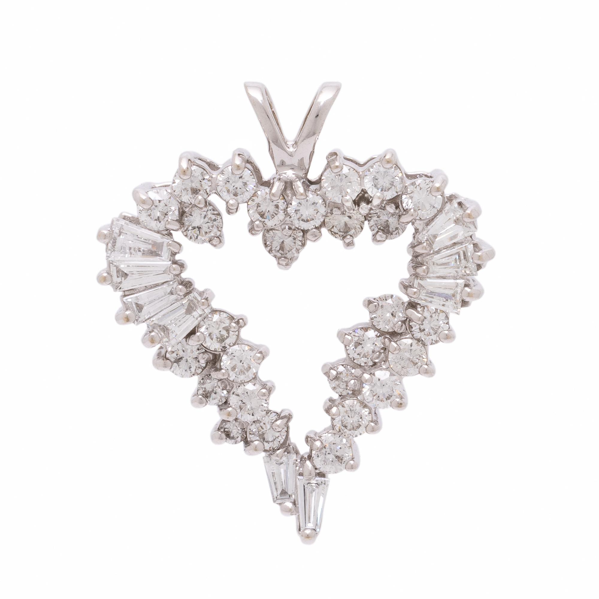 Diamond and White Gold Heart Pendant