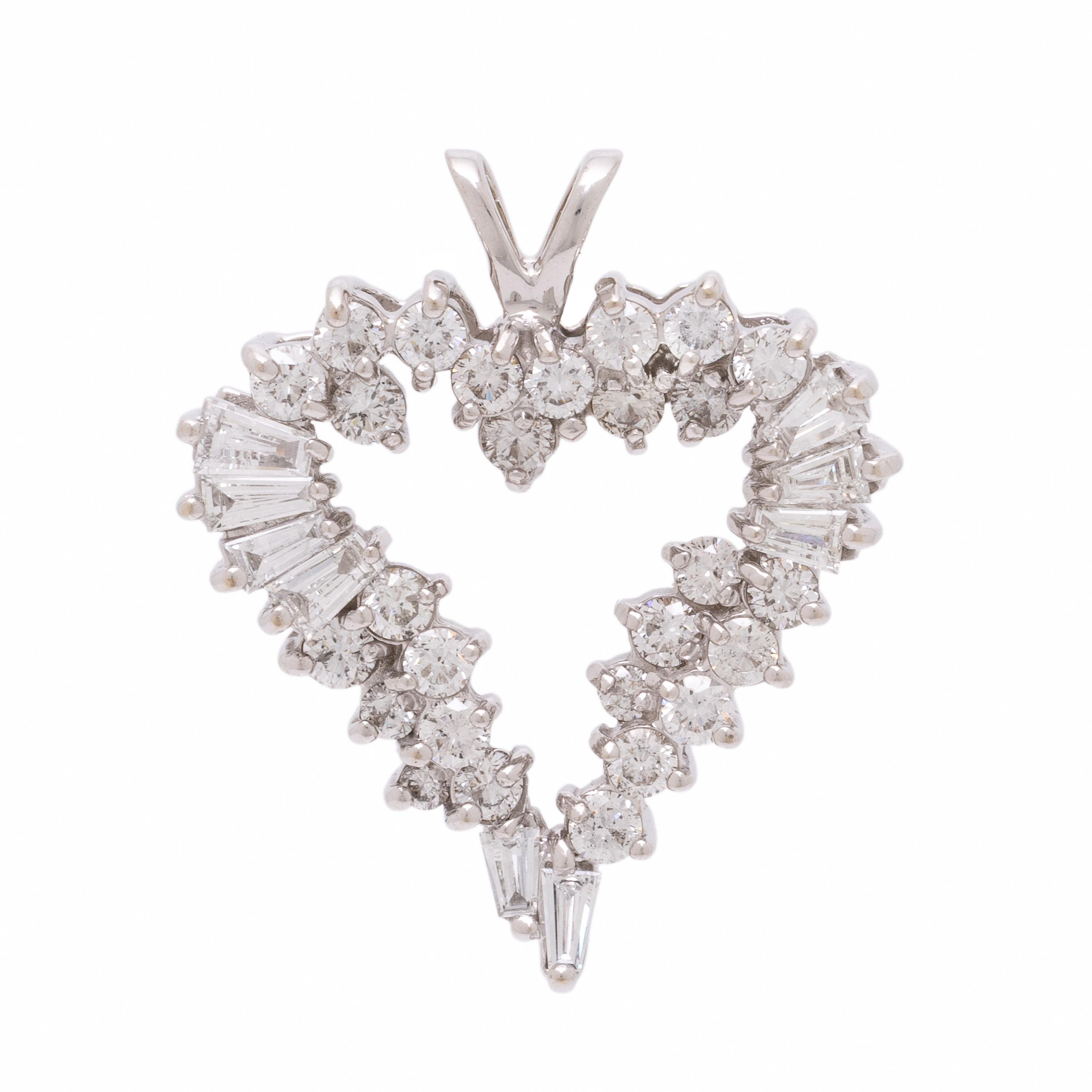Diamond and White Gold Heart Pendant