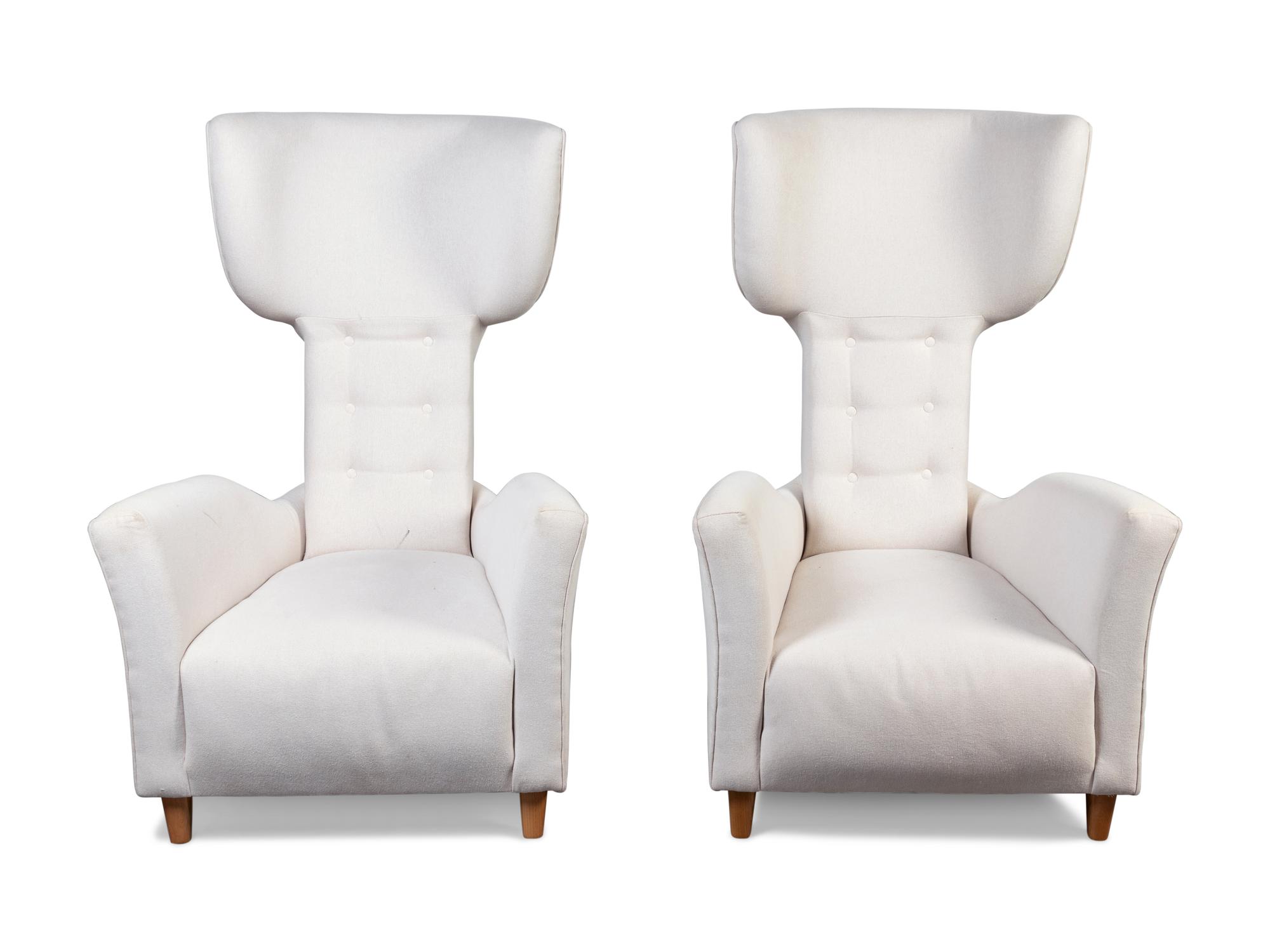 Pair of High Back Arm Chairs