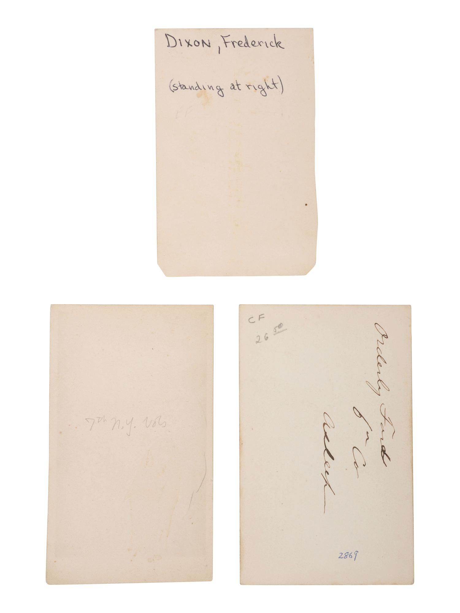 [CIVIL WAR]. 7 CDVs featuring formal and playful studio portraits of 7th New York State Militiamen.