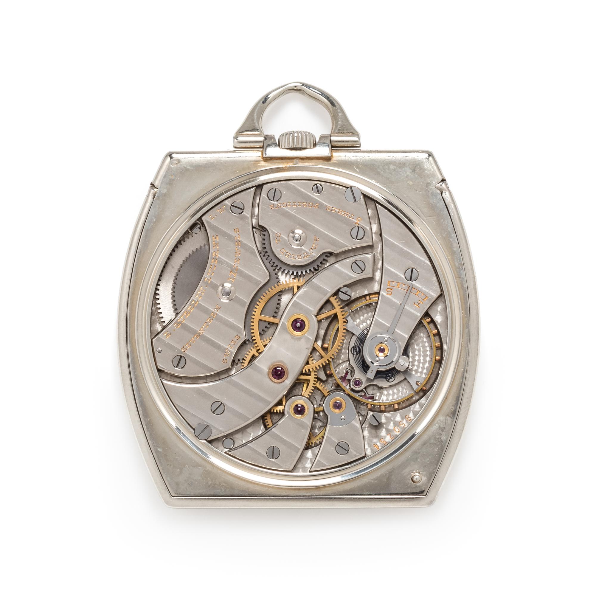 E. Gubelin Lucerne, 18K White Gold Open Face Pocket Watch,