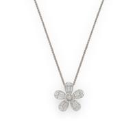 Diamond and White Gold Flower Necklace