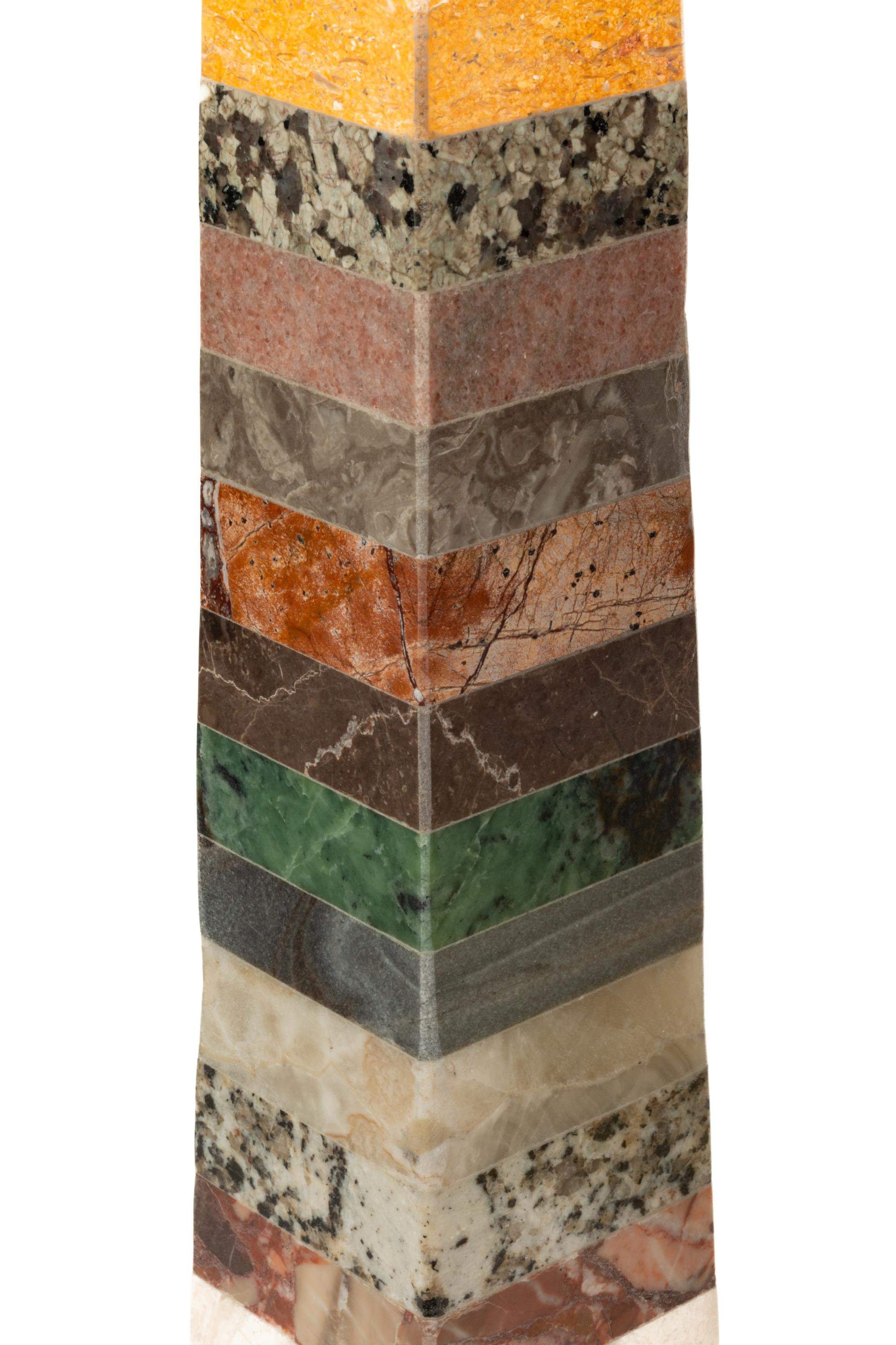 A Pair of Grand Tour Style Vari-Color Marble Obelisks