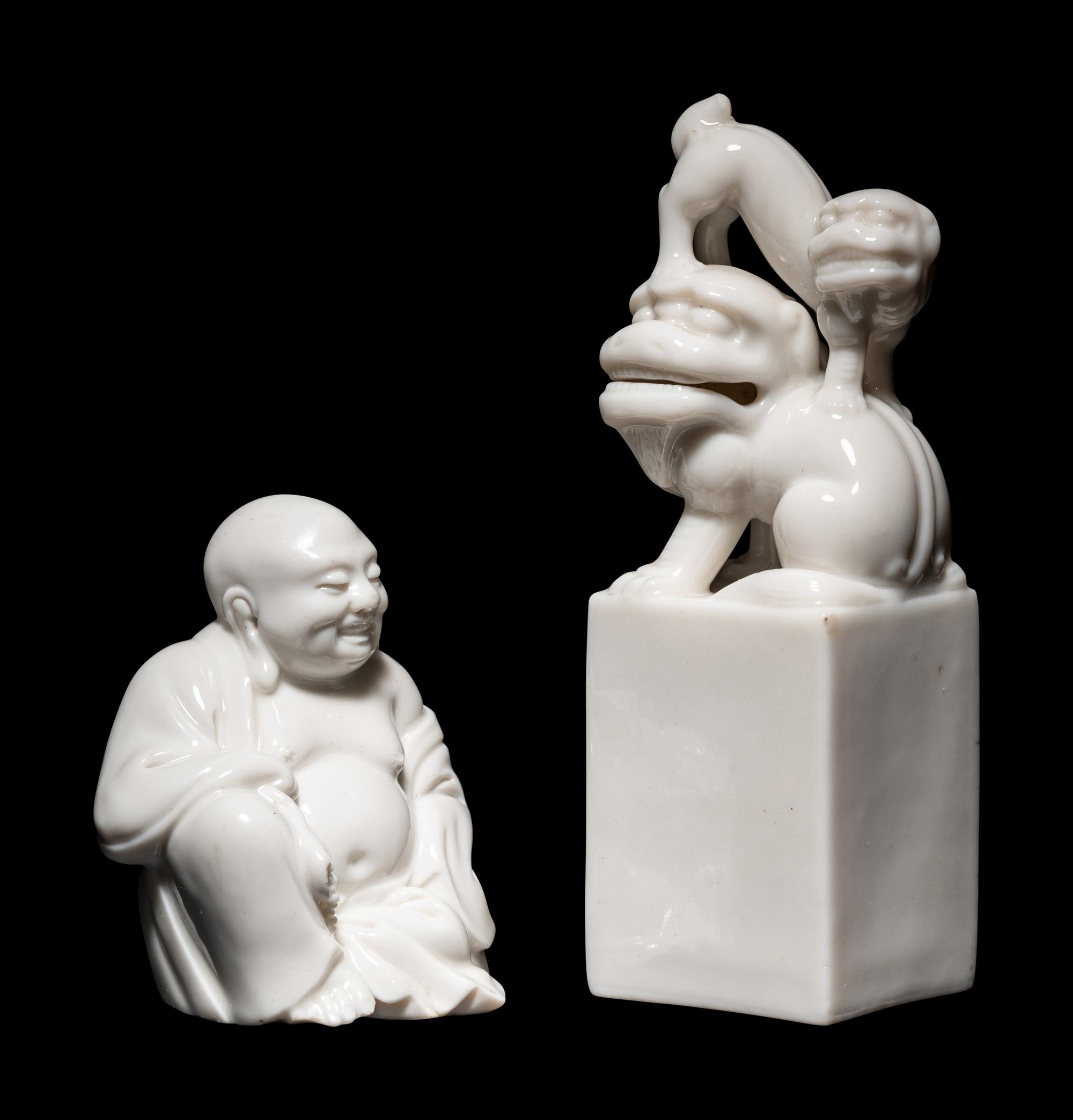 Two Chinese Blanc-de-Chine Porcelain Articles