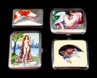 A Group of Four Continental Enameled Cigarette Cases