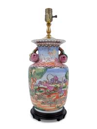 A Chinese Export Style Porcelain Vase Mounted as a Lamp