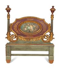 An Italian Rococo Style Painted and Parcel Gilt Headboard
