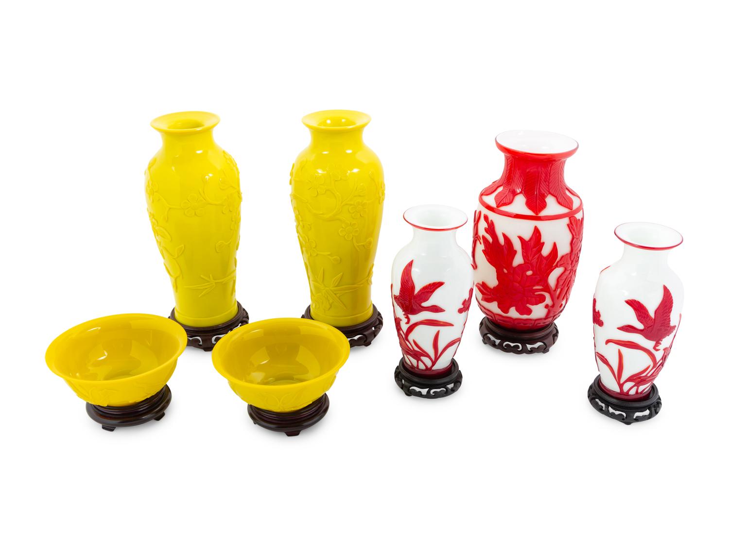A Group of Seven Chinese Peking Glass Wares
