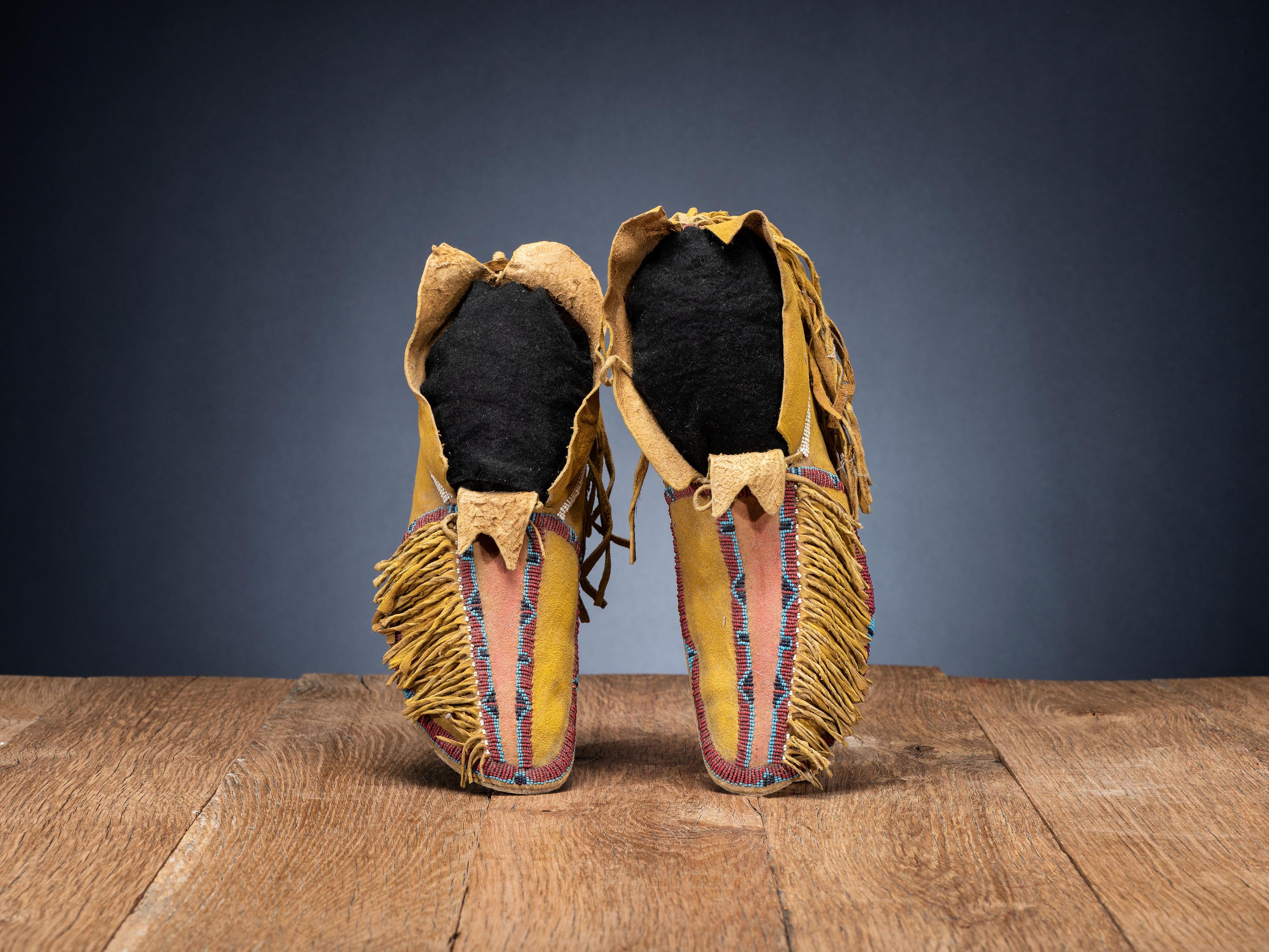 Kiowa Beaded Hide Moccasins