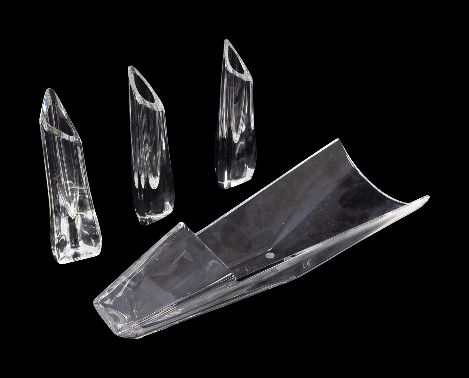 A Baccarat Glass Bowl and Three Baccarat Vases