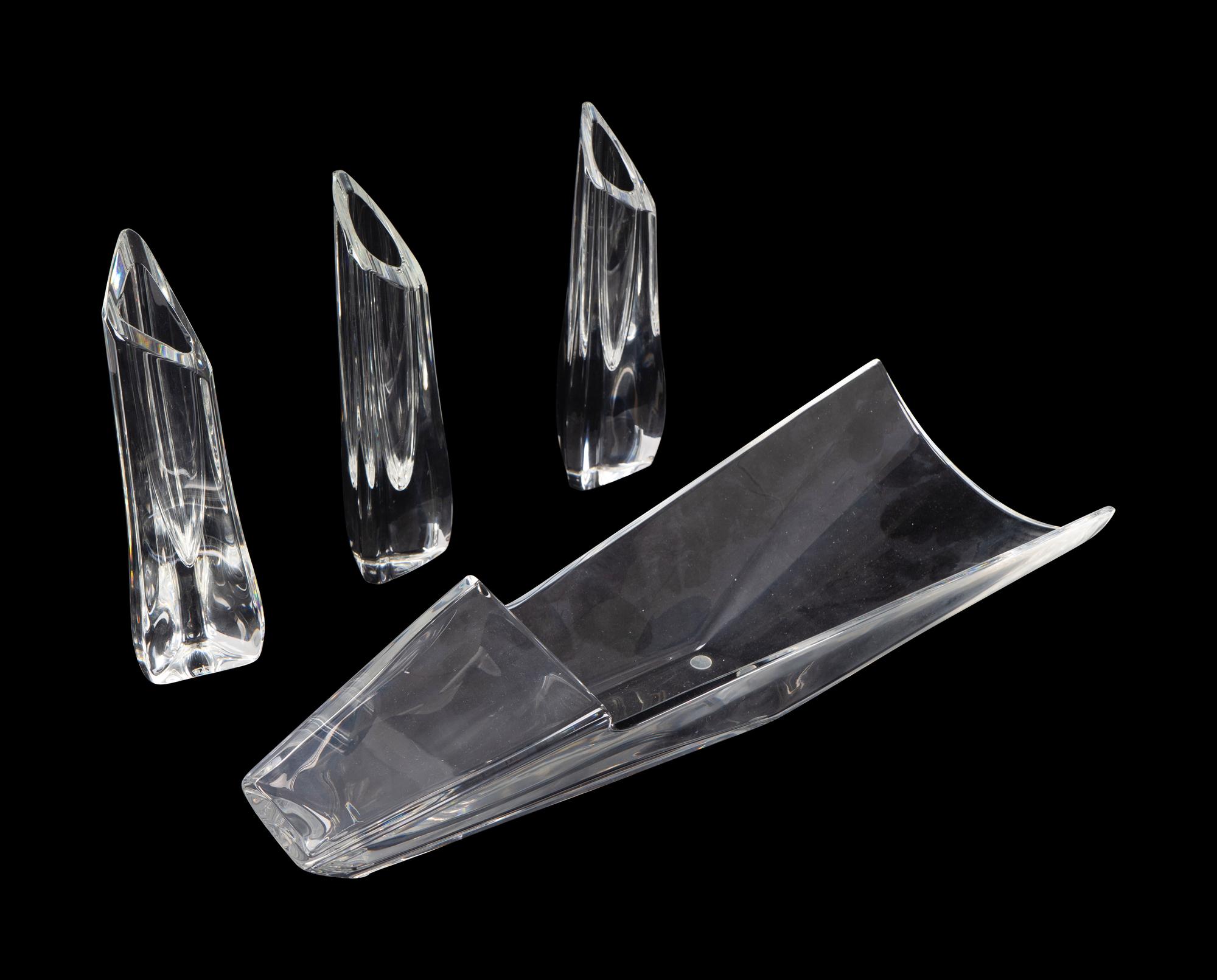 A Baccarat Glass Bowl and Three Baccarat Vases