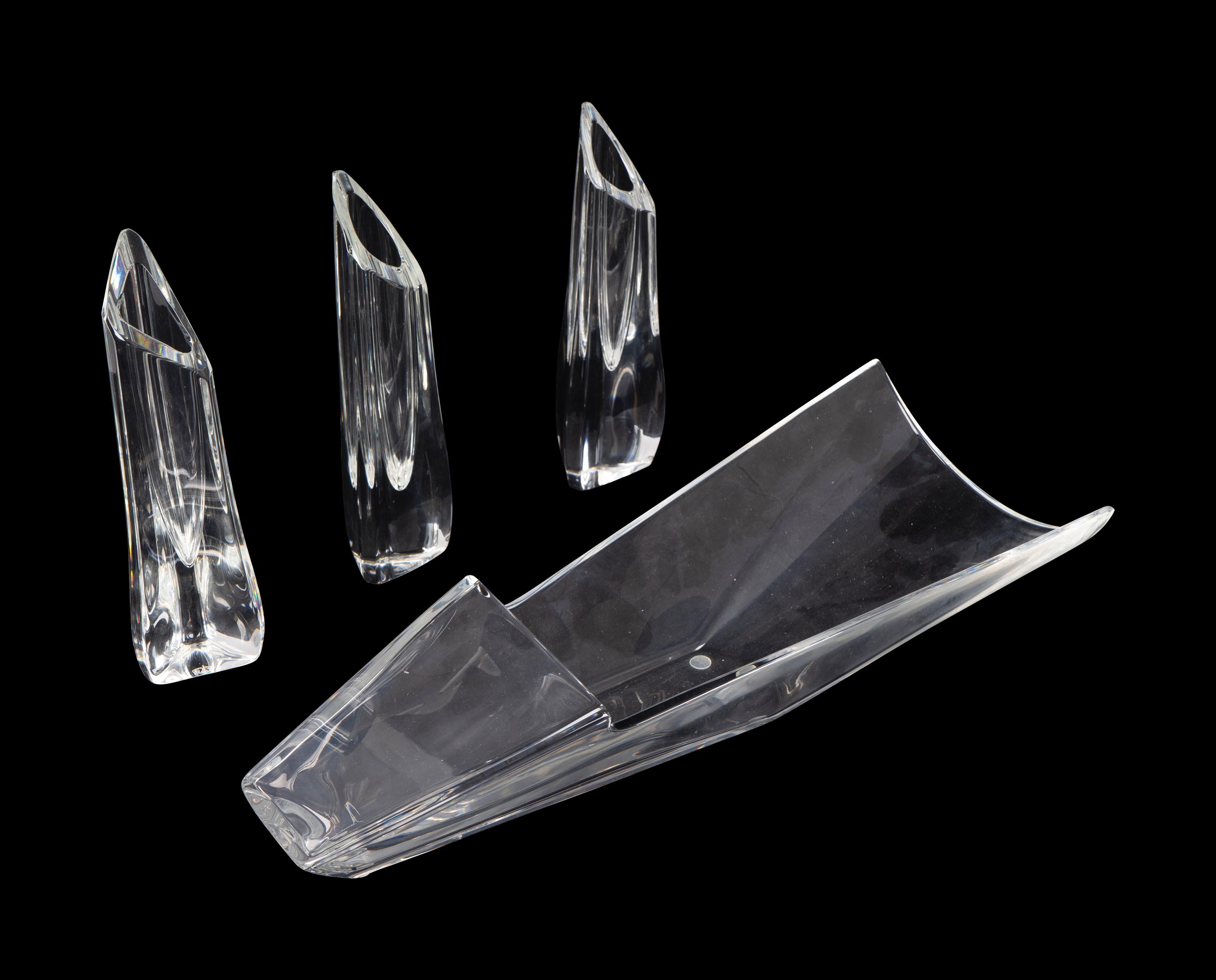 A Baccarat Glass Bowl and Three Baccarat Vases