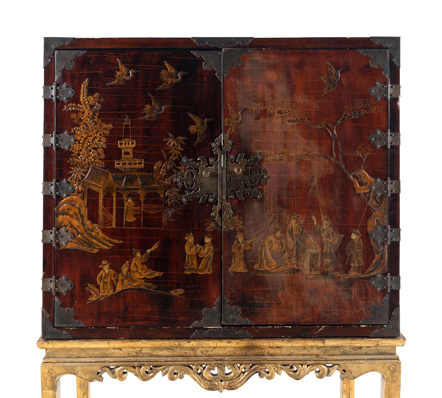 A Chinese Lacquer Cabinet-on-Stand