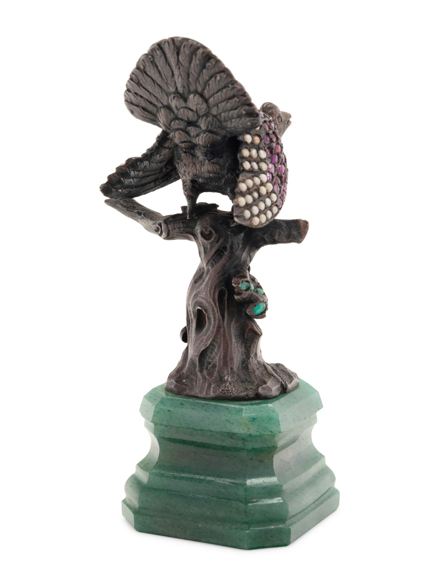 A Continental Silver, Pearl and Hardstone Inset Figure