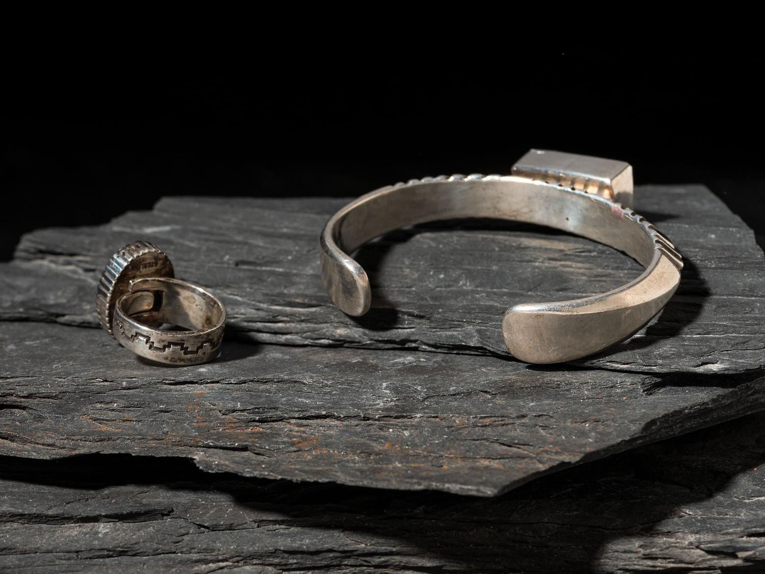 Abstract Sterling Silver Ring and Cuff Bracelet