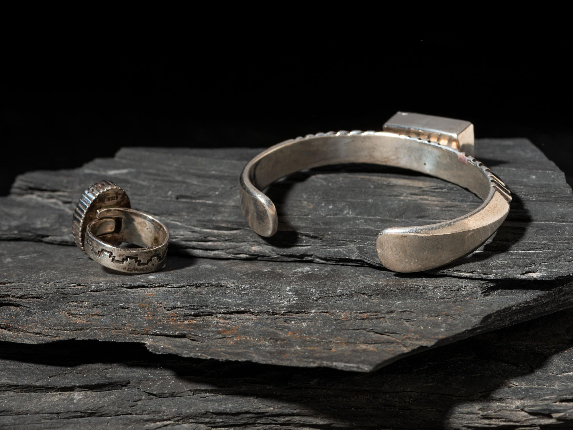 Abstract Sterling Silver Ring and Cuff Bracelet