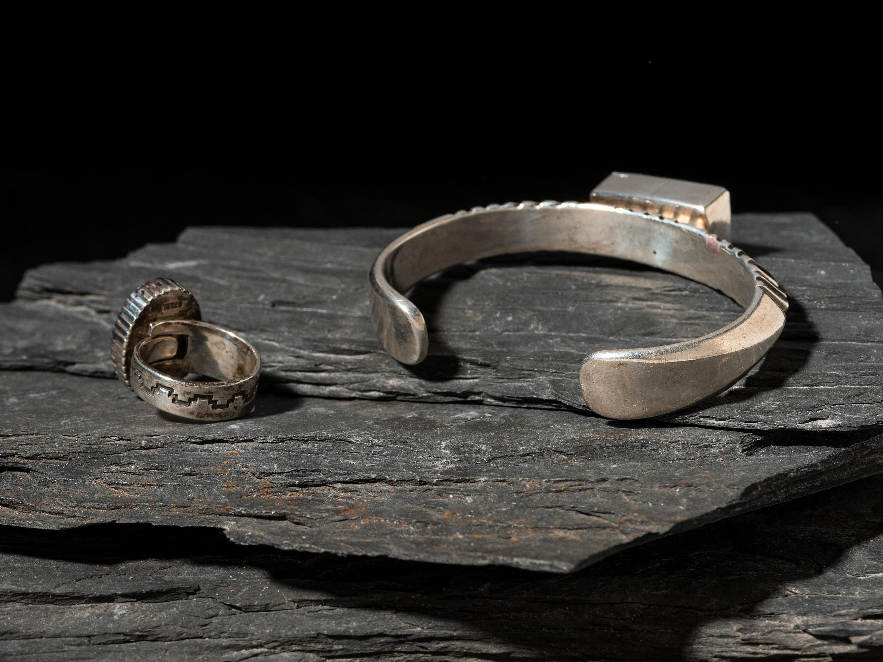 Abstract Sterling Silver Ring and Cuff Bracelet
