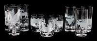 Etched American Wildlife Crystal and Glass Barware