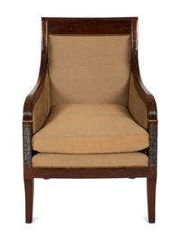 A Set of Three Russian Empire Style Mahogany Armchairs