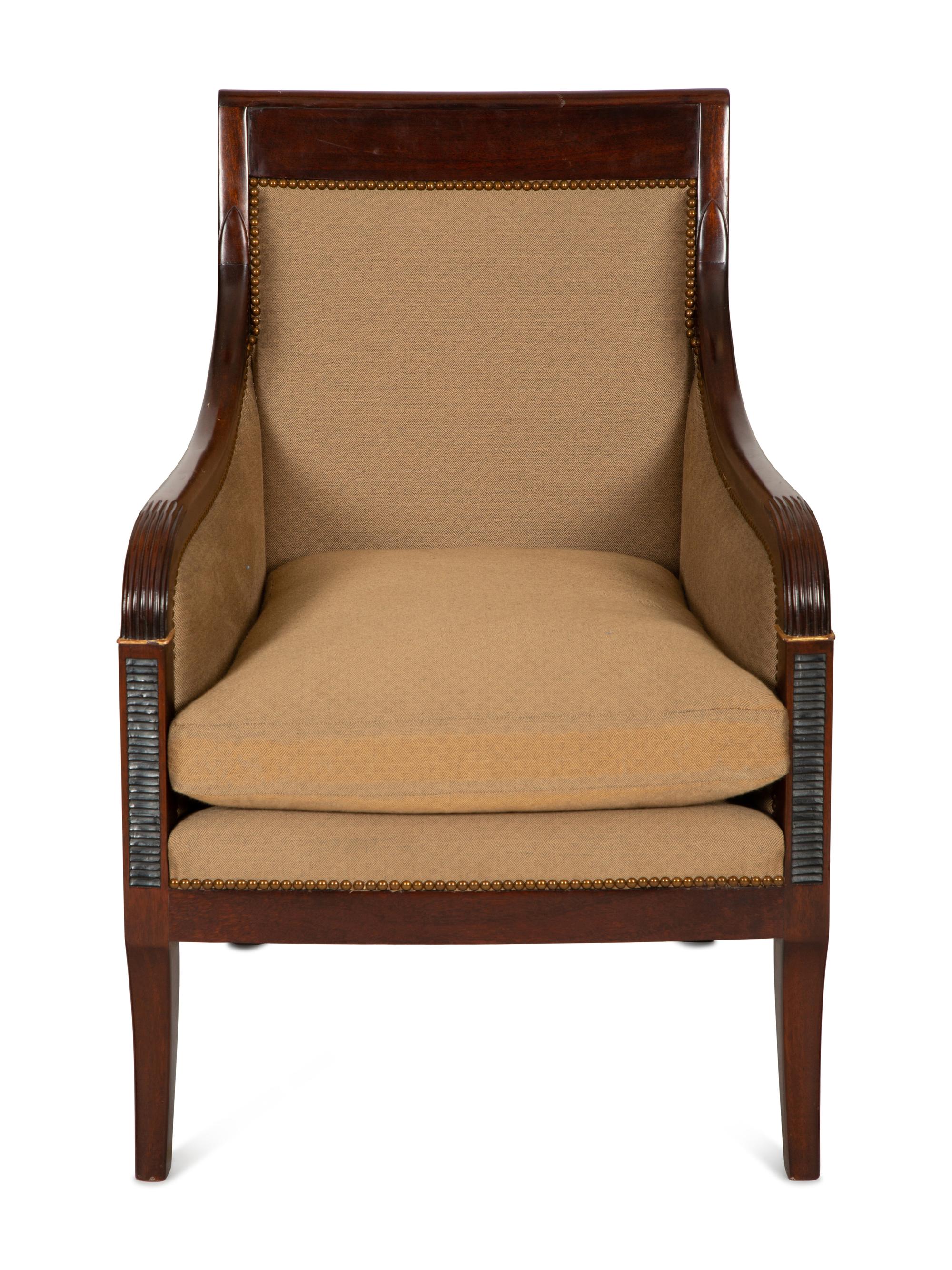 A Set of Three Russian Empire Style Mahogany Armchairs