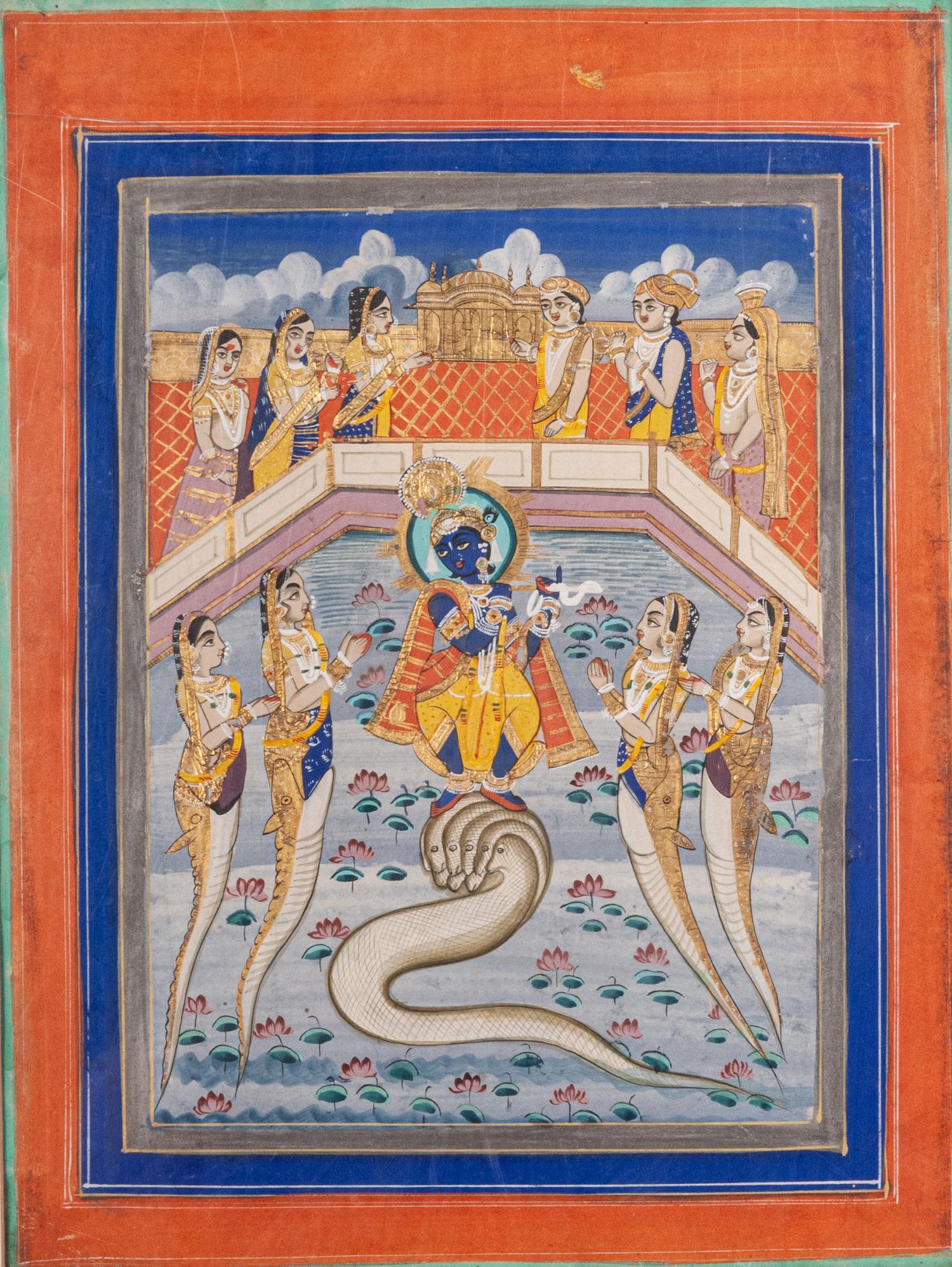 Four Indian Miniature Paintings and Manuscript Leaves