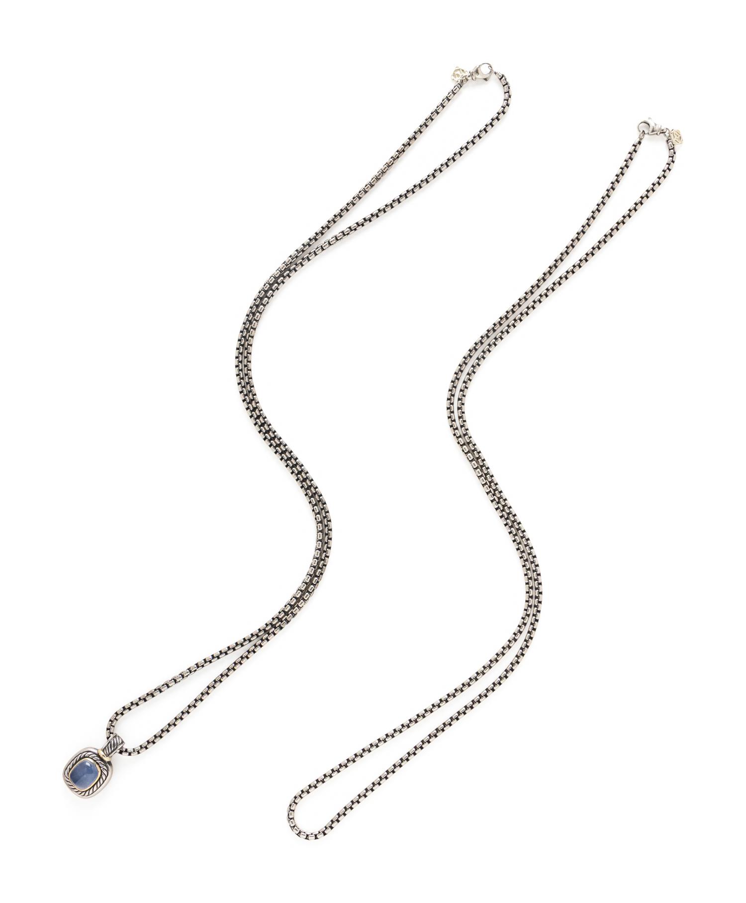 DAVID YURMAN, STERLING SILVER AND BLUE CHALCEDONY CONVERTIBLE PENDANT NECKLACE