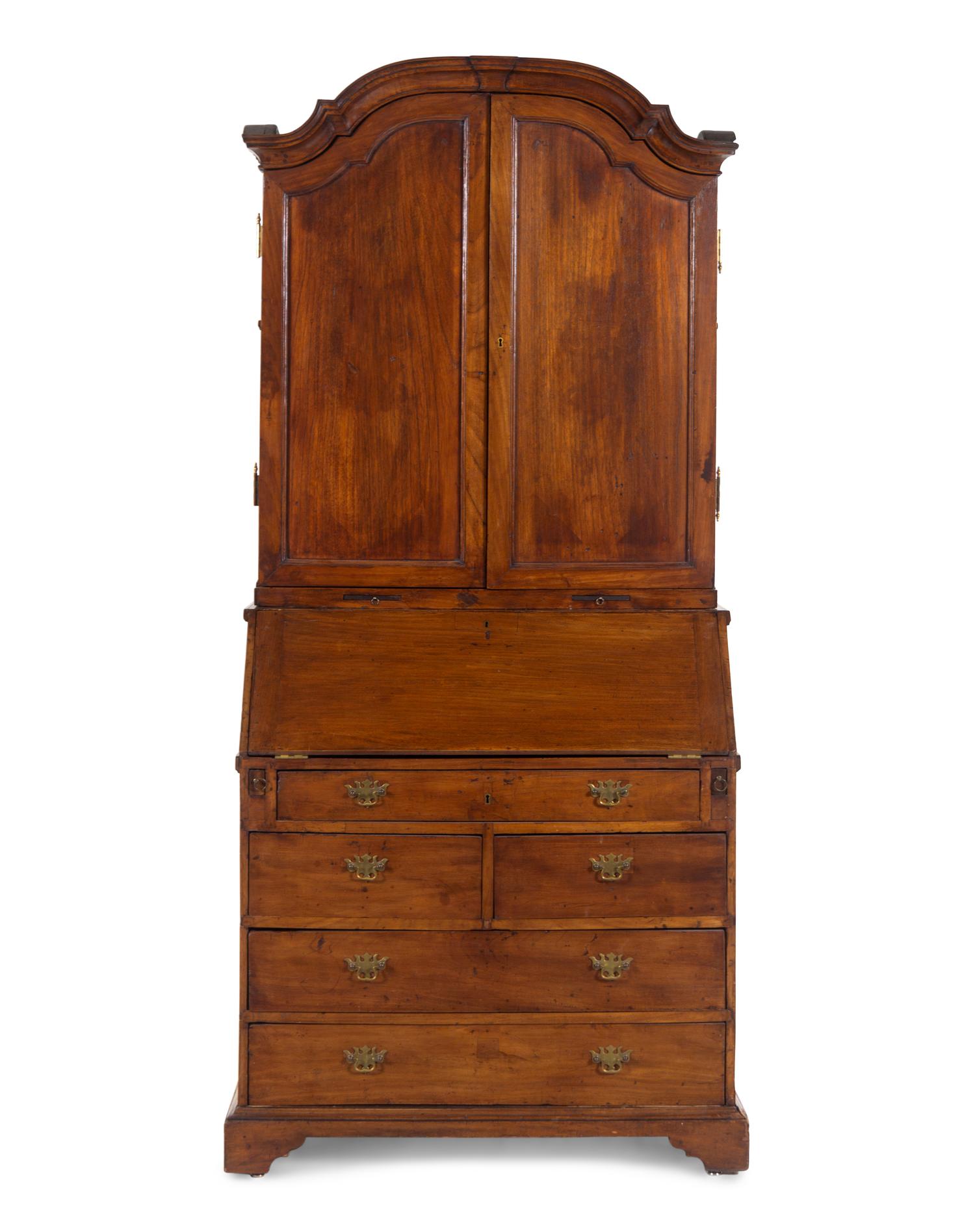 A George II Walnut Secretary Bookcase