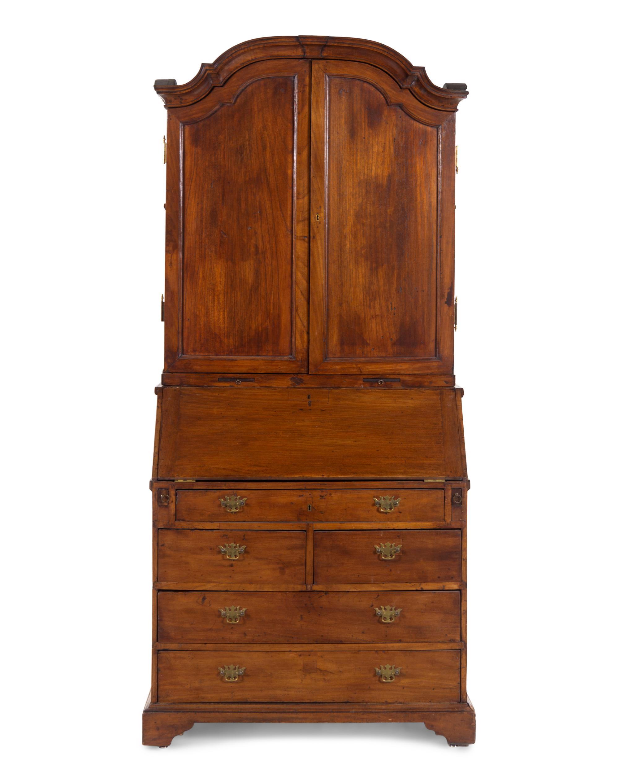 A George II Walnut Secretary Bookcase
