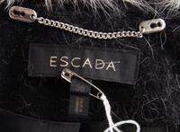 An Escada Black Wool Fox Trim Coat, Size 36.