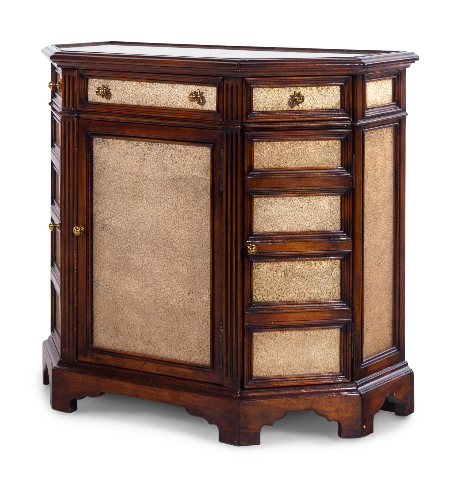 A Theodore Alexander Continental Walnut and Mirror Inset Cabinet