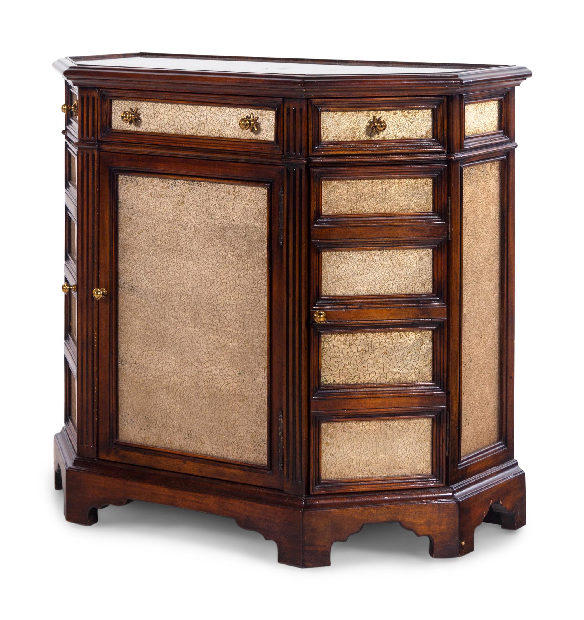 A Theodore Alexander Continental Walnut and Mirror Inset Cabinet