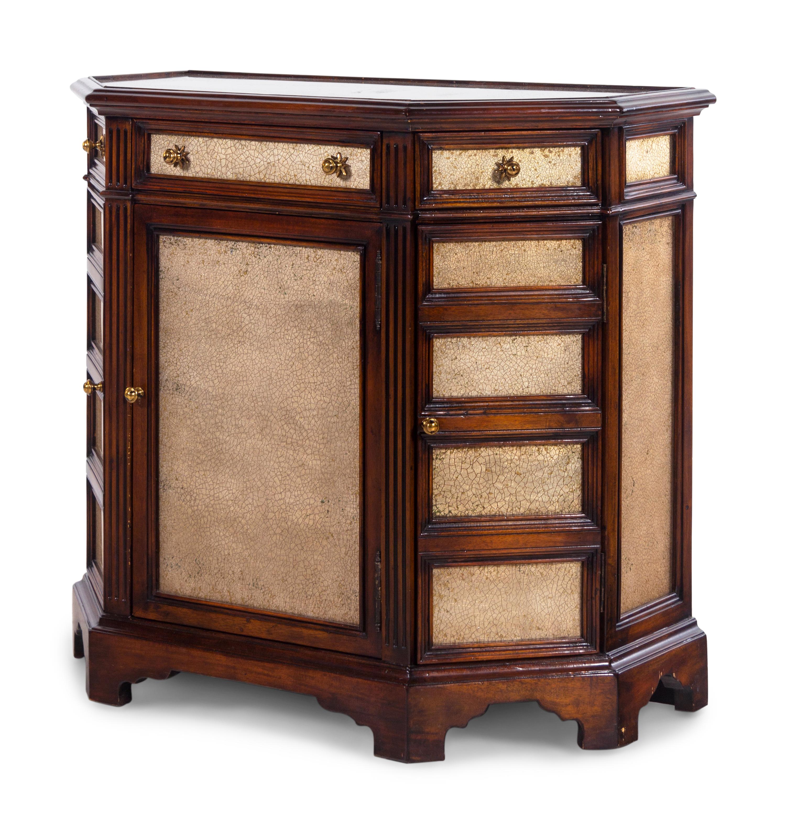 A Theodore Alexander Continental Walnut and Mirror Inset Cabinet