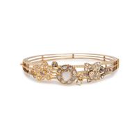 FRENCH, YELLOW GOLD AND DIAMOND BANGLE BRACELET