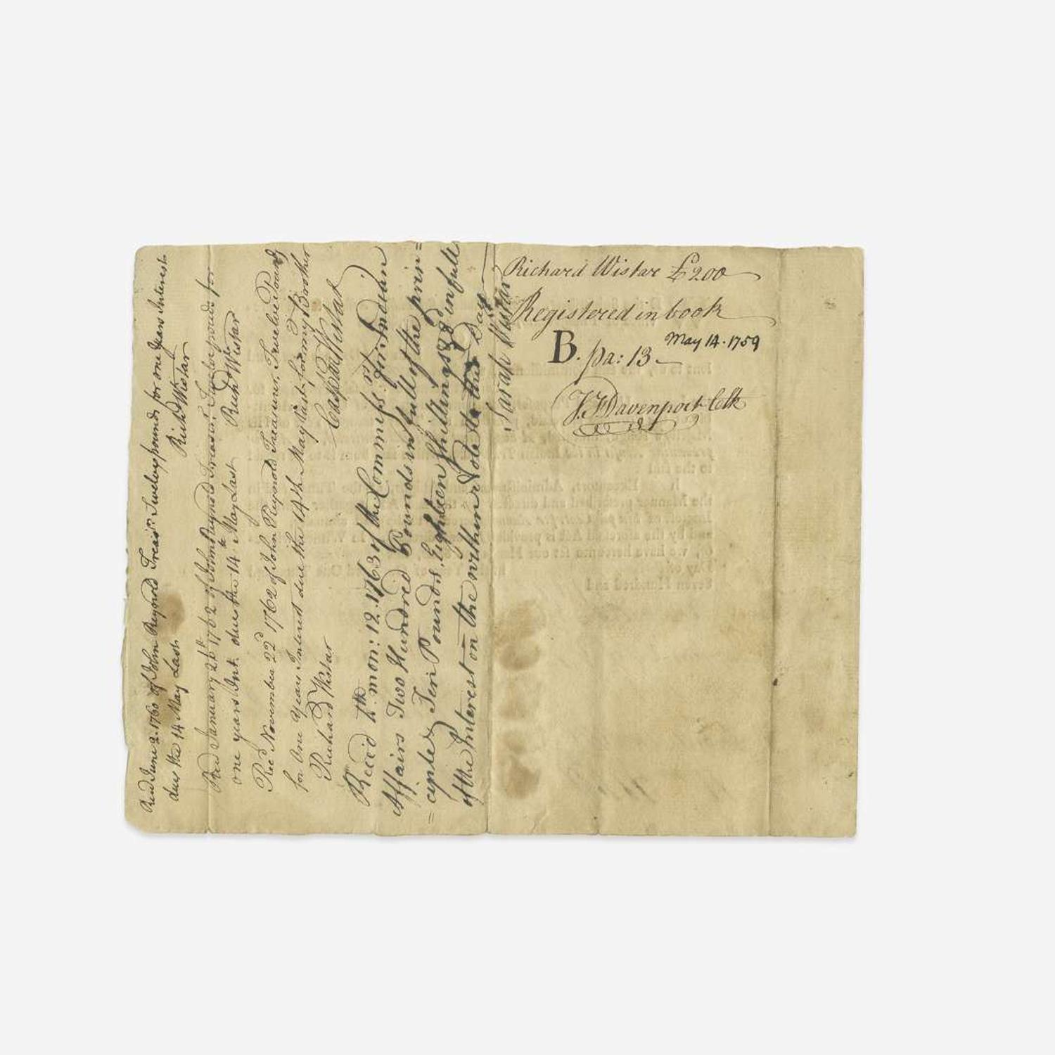 [Native-Americana] [Quakers] Printed Bond, signed