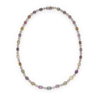 SHEFFIELD & SONS, MULTICOLOR SAPPHIRE, DIAMOND, AND PLATINUM NECKLACE