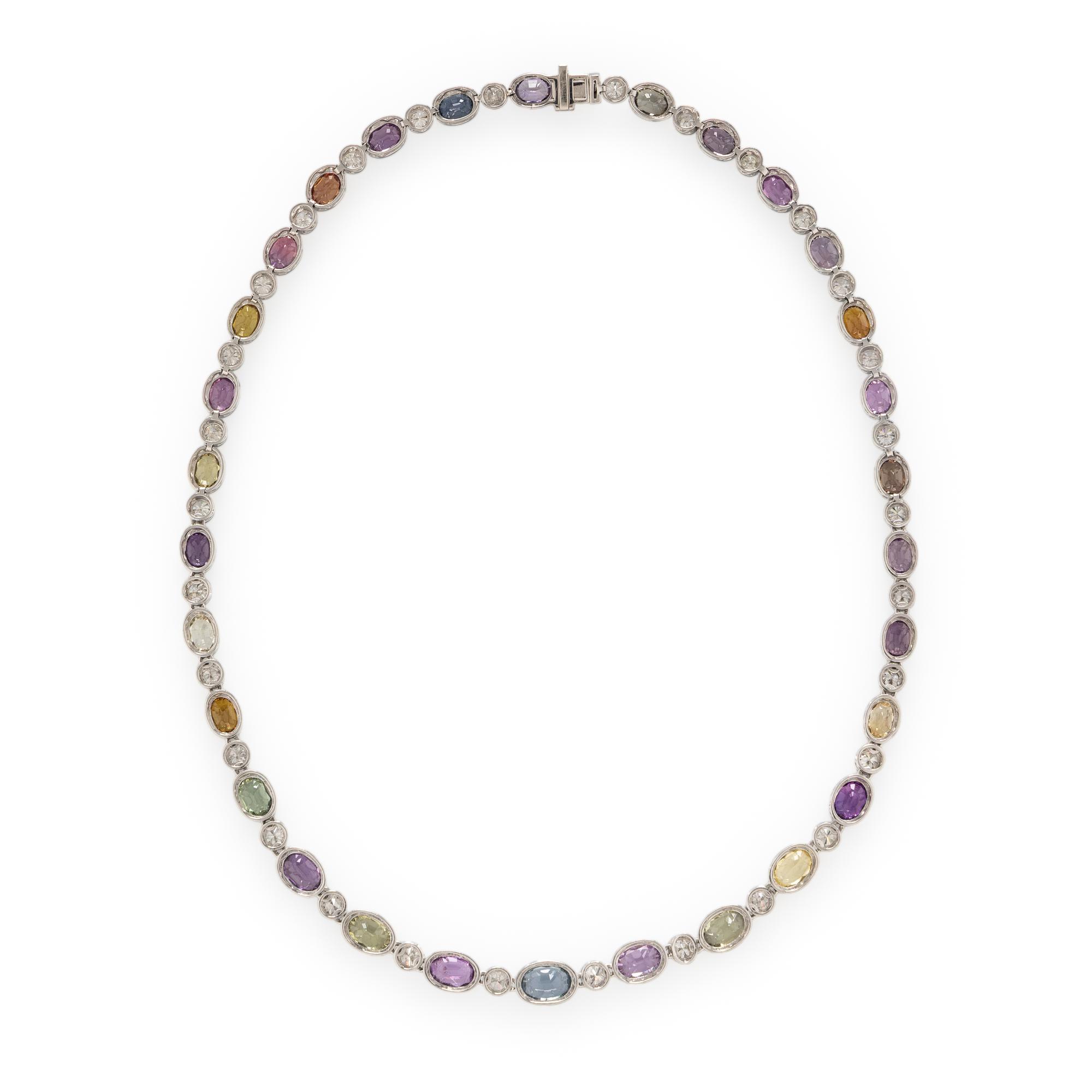 SHEFFIELD & SONS, MULTICOLOR SAPPHIRE, DIAMOND, AND PLATINUM NECKLACE