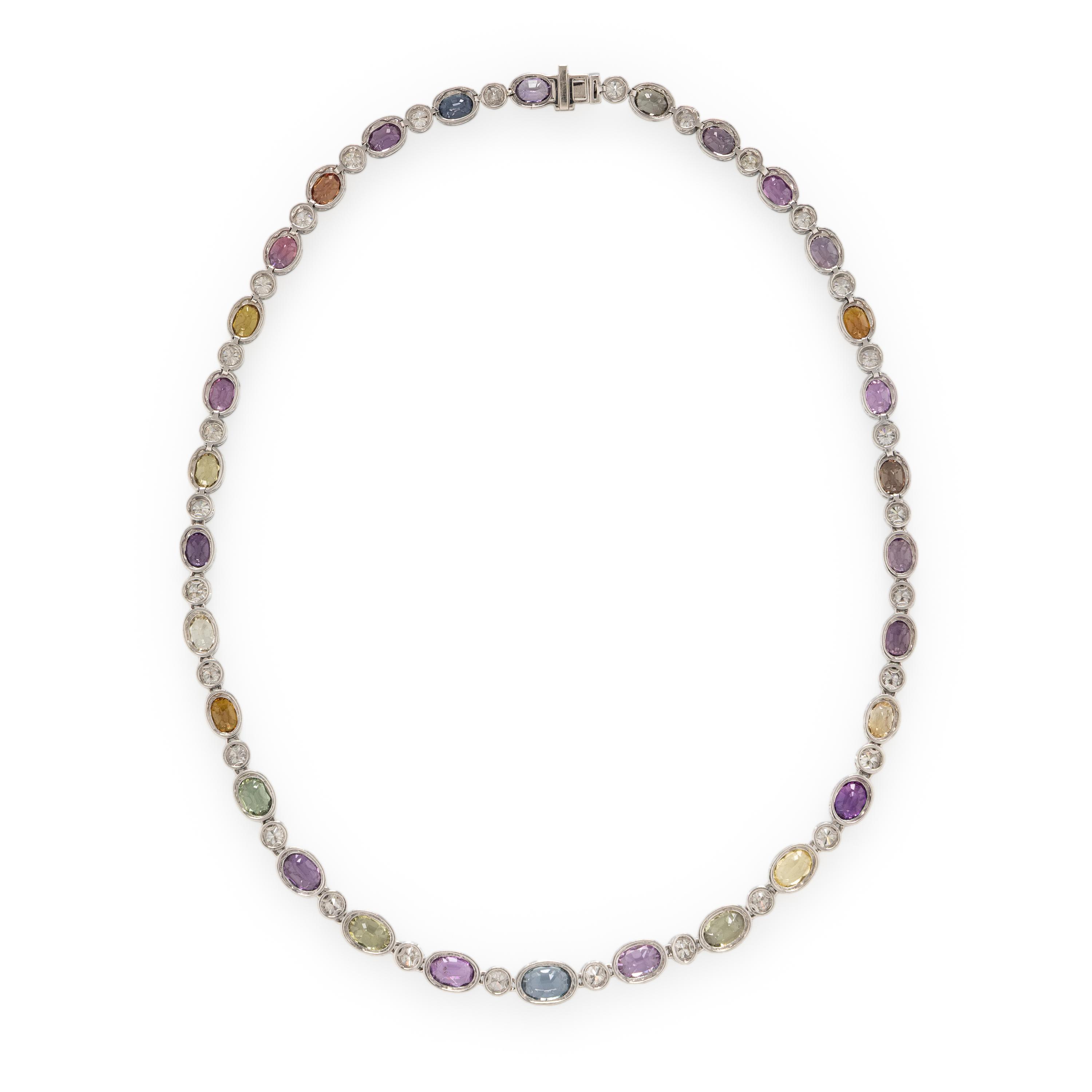 SHEFFIELD & SONS, MULTICOLOR SAPPHIRE, DIAMOND, AND PLATINUM NECKLACE