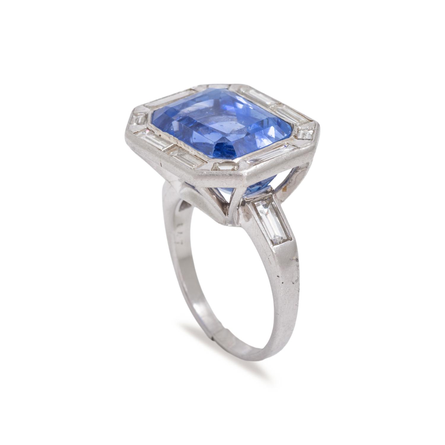 UNHEATED CEYLON SAPPHIRE AND DIAMOND RING
