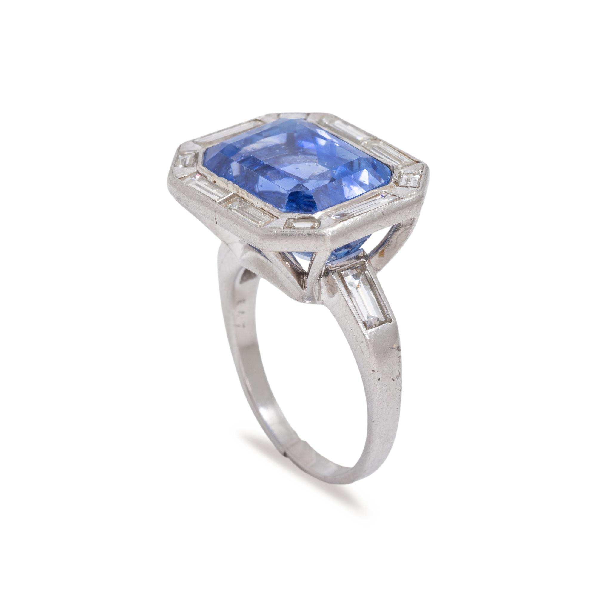 UNHEATED CEYLON SAPPHIRE AND DIAMOND RING